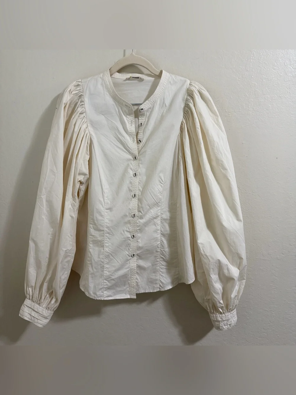 Ulla Johnson Ivory Puff Sleeve Cotton Blouse Size 2 Romantic Boho Top